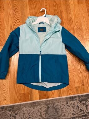Eddie Bauer Light Teal and Teal Colorblock Hooded Jacket